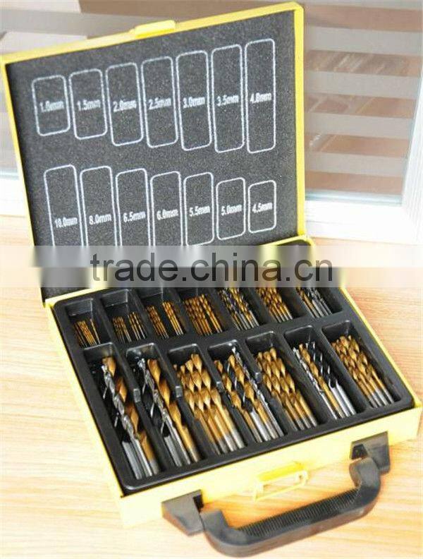 100 PCS Twist Drill Bits set With Titanium Coated MASONRY DRILL BITS WITH CHROMIUM PLATED
