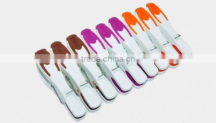 professional fashion plastik stainless steel spring colored plastic clothes peg