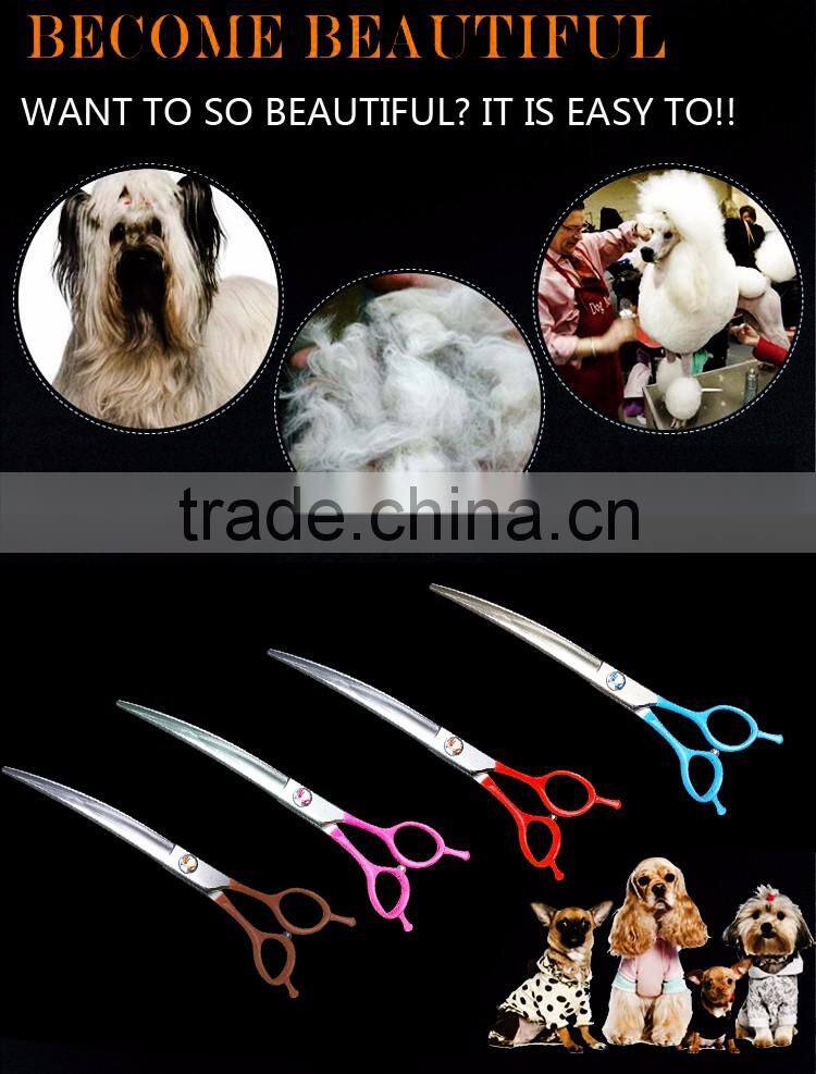 2017 New Arrival 440C Curved Scissors Dog Grooming Scissors Rubber Handle Pet Scissors