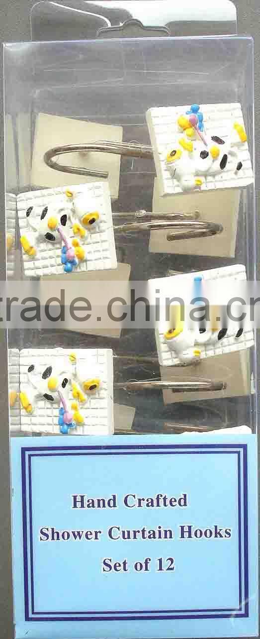 Resin shower curtain hooks