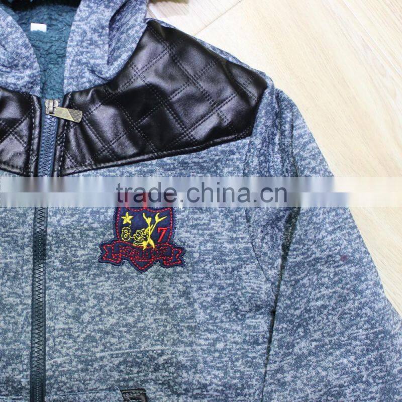 2017 Stock Lot AB yarn fashion hooded kid tracksuit