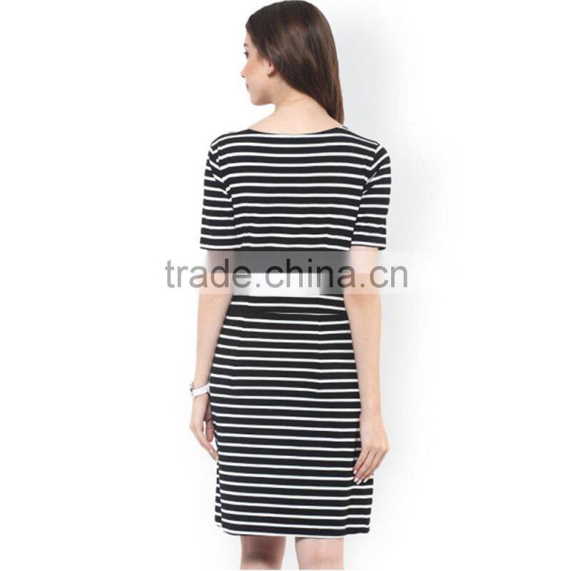 China wholesale tripe stretchy woman bodycon dress