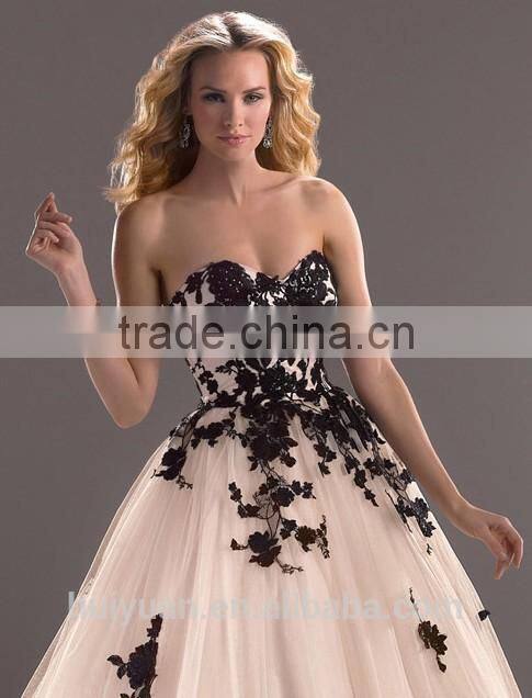 pink black appliqued flower low cut sexy sleeveless party wear long dresses