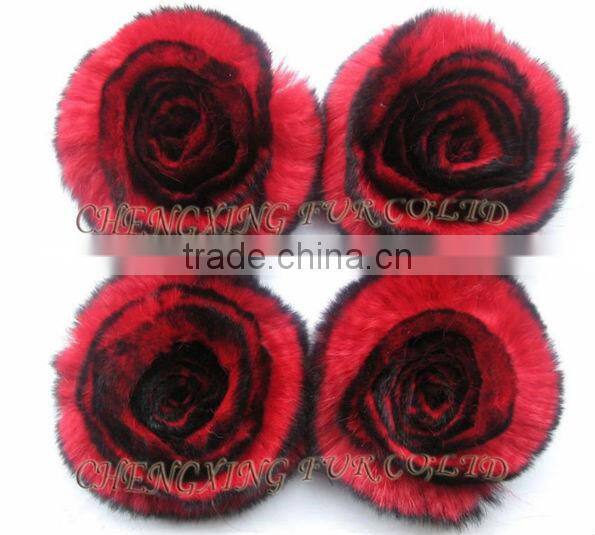 CX-A-36 Coat Decoration Genuine Rex Rabbit Fur Flower Brooch Pin