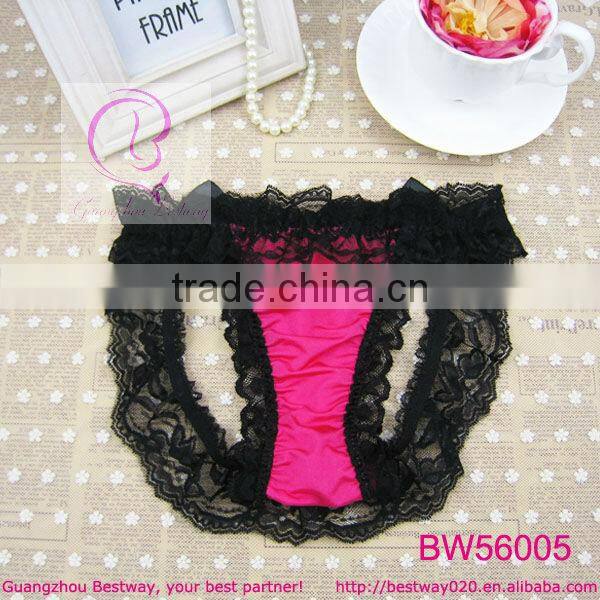 Purple thongs with black lace & back bows