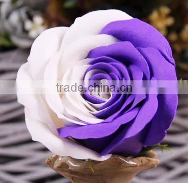 Wholesale decorative artificial two-tone rose flower soap flower for festival