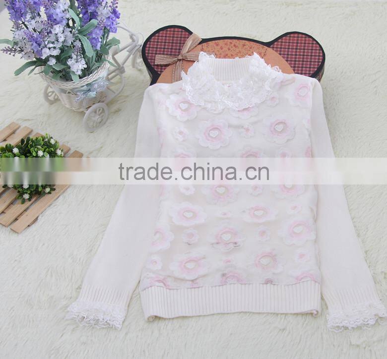 pink latest design high neck youth knitting children clothes 2016