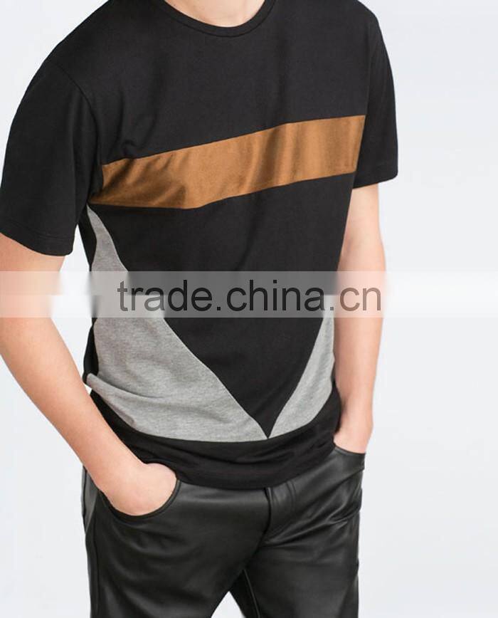 Popular mixed fabric fashion t shirt design block materials