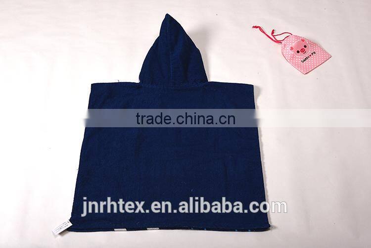 Alibaba Trade Assurance combed cotton screen printing velour beach kids hooded poncho towel