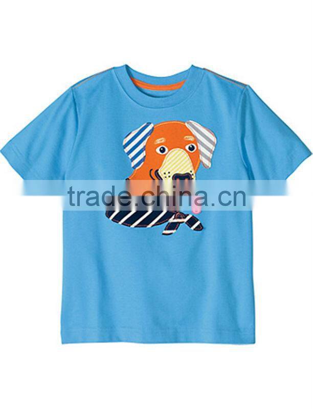 BOYS DOG EMBROIDERED T SHIRT