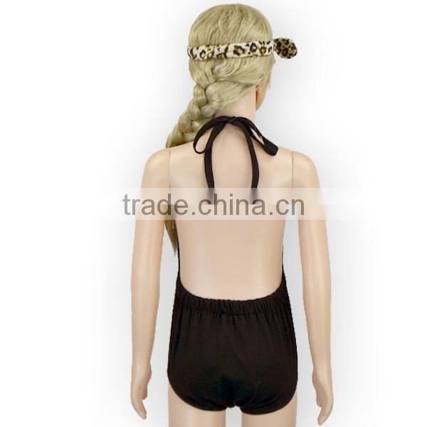 2016 black romper with leopard shorts simple design 3pcs set infants rompers suit