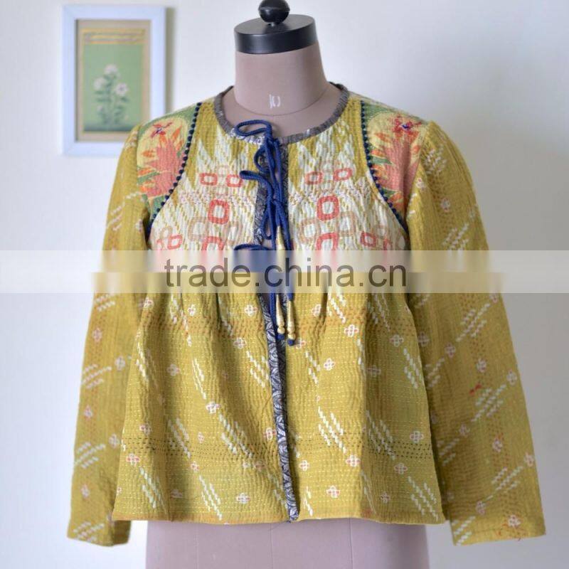 beautiful Kantha Kediyu Style Jacket in Vintage Colors ~ Medium