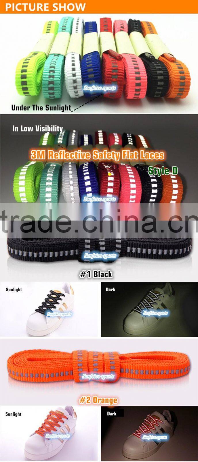 2016 Athletic & Fashion 3M Reflective Flat Visible Safety Shoelaces - Multicolor Bright 3M Reflective Flat Laces For Customized