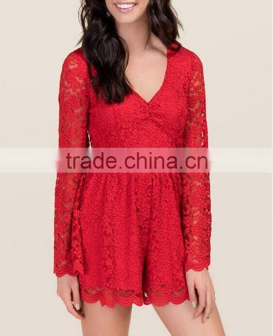 Sexy long sleeve lace club rompers jumpsuits women 2016