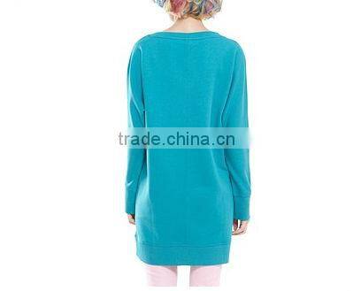 Crew neck womens long fit hoodie plain slim fit hoodies