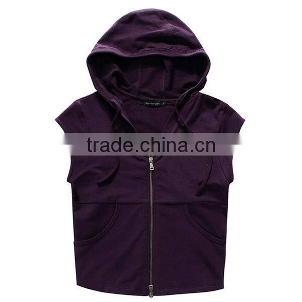 Blank sleeveless hoodies mens zipper sleeveless thin hoodies