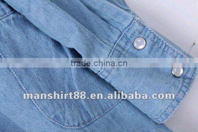 Fashionable European&American style 100%Cotton Light bule Denim/Retro shirt for Women/Ladies S,M,L,XL,XXL