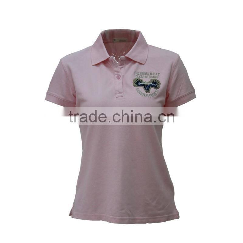 High quality pique cotton/spandex polo shirt with logo embroidery ladies