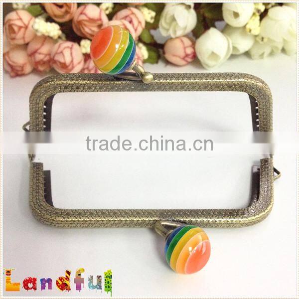 Antique Bronze Rainbow Frames Kiss Lock Cube Metal Handbag Frame