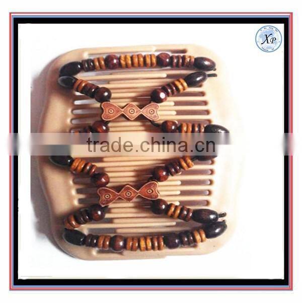 Wholesale Fashion Brown Elastic Wooden Beaded Magic Comb Jewelry