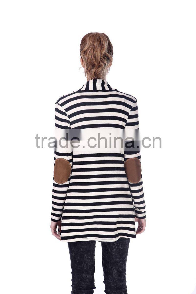 Wholesale wool knitted sweater cardigan zebra stripe women