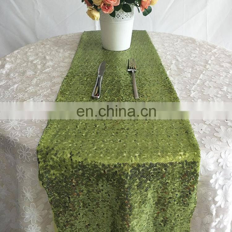 Glitter Sequins Fancy Wedding Green Table Runner