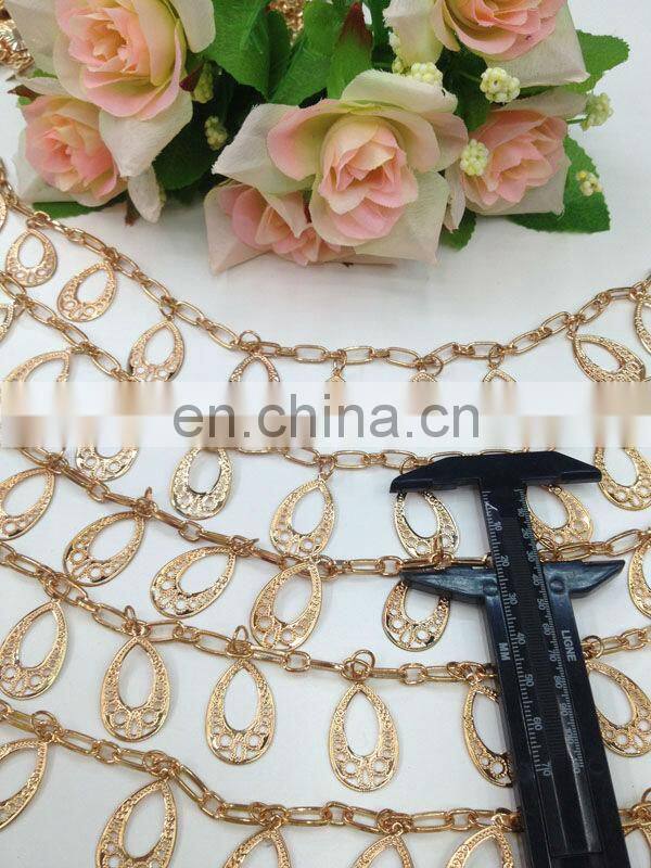 hot sell drop gold color metal chain trimming sew on clothing bags or shoes garment accessories