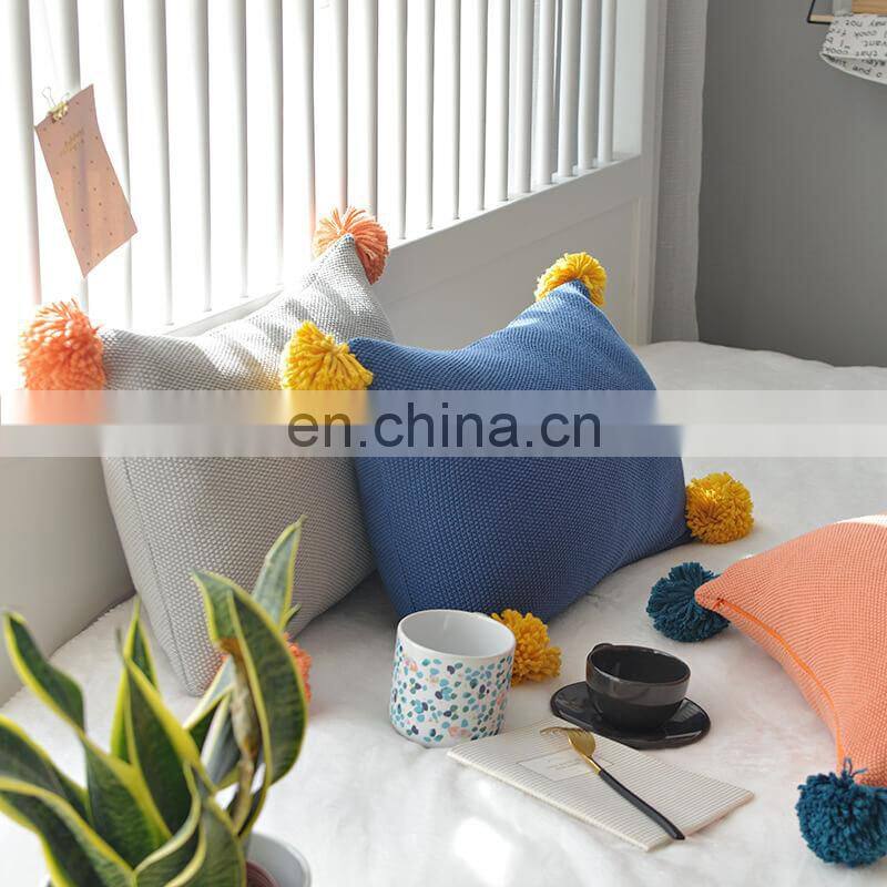 i@home Danish ins contrast color pom pom sofa pillow lumbar support cushion cover
