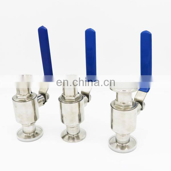Sanitary quick clean SS304 1.5" tri clamp direct way ball valve TC 50.5mm