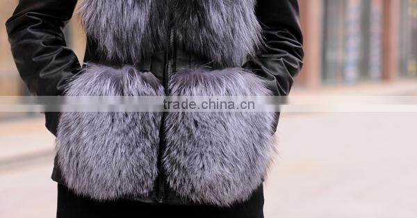 Great Fashion Sexy Women Silver Fox Coat