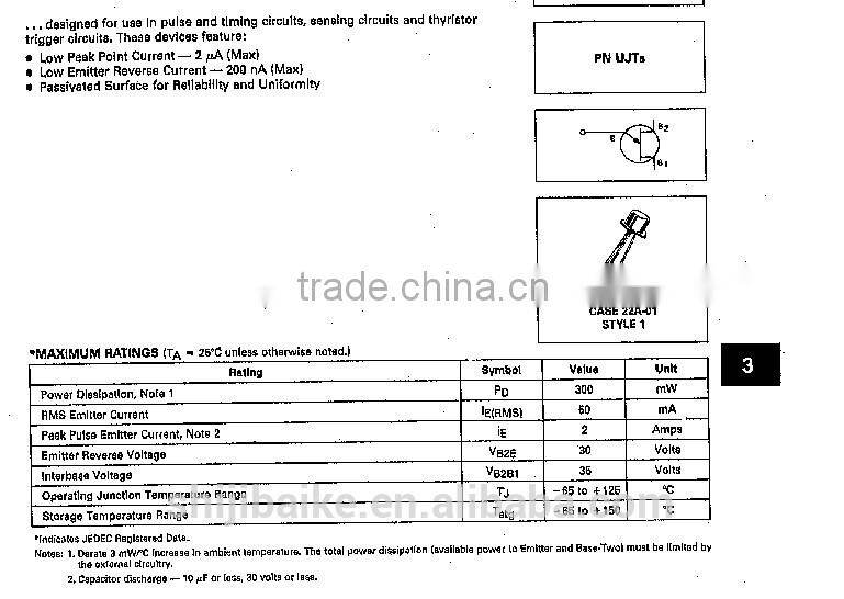 2N2646 Silicon PN Unijuction Transistor TO-18
