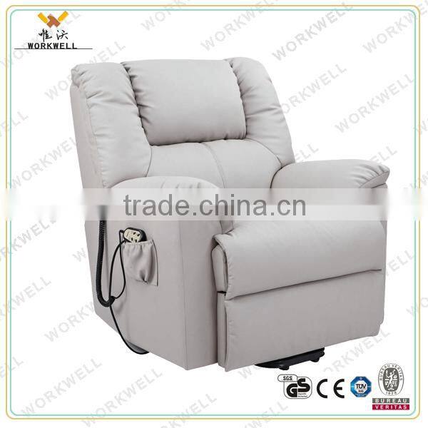 WorkWell modern style white genuine leather recliner single sofa Kw-Fu25