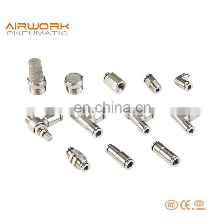 Nickel Plated Brass Copper Material Stainless Steel Pneumatic metal push-in Fittings Hose Connector