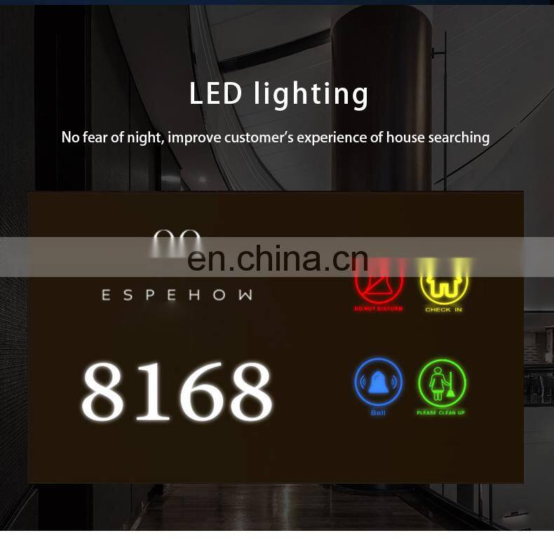 LED Backlight Digital Display Colors Hotel Room Number Door Sign Plate Electronic Hotel Doorplate