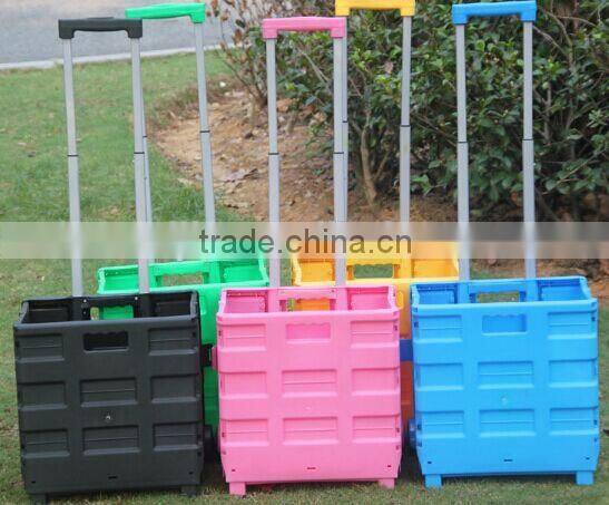 folding plastic shopping basket with wheels