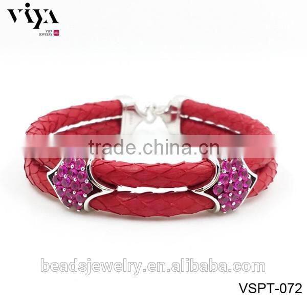 2016 New Arrival Luxury Silver Plated Exotic Genuine Stingray Man Skull Bracelet For Man