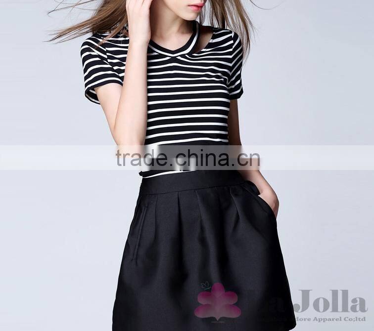 2016 Summer Fashion Lady Stripes Short sleeve t-shirt 152