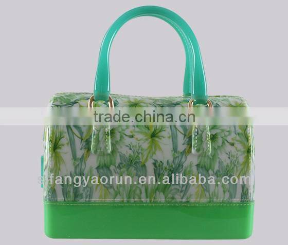 Latest fashion bag design/pvc handbags for women/beautiful flower handbag
