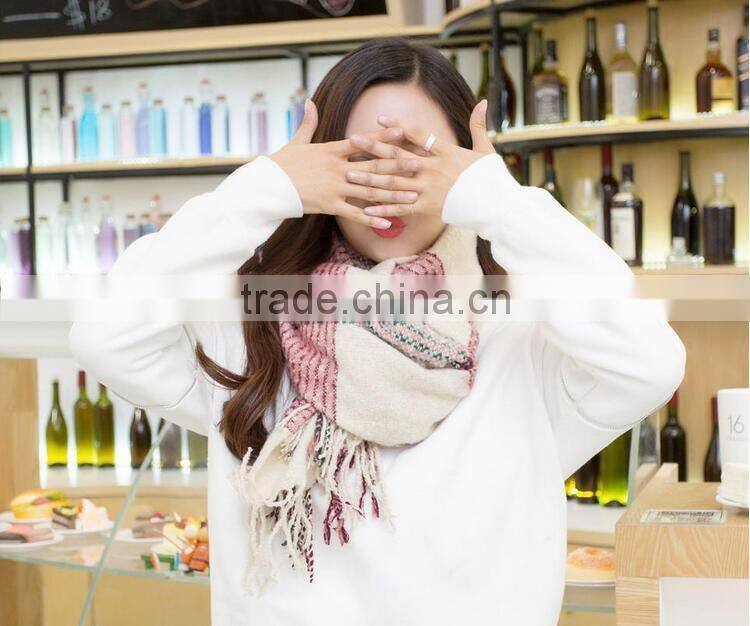 New Warm Winter Mohair Tassel Plaid Fashion Ladies Neck Scarf