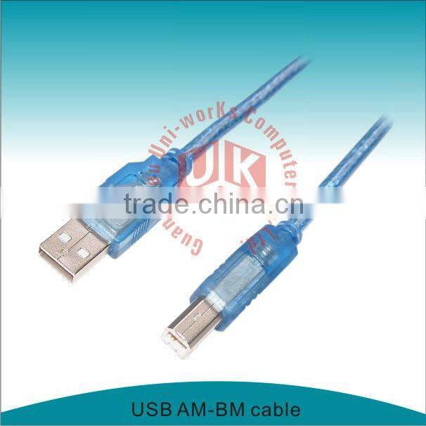 USB 2.0 AM-BM Transparent blue USB printer cable