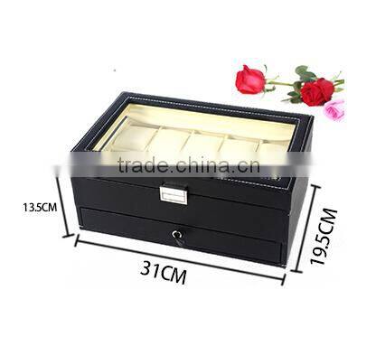 China unique design leather wrist watch g&p collection,double - layer watch box, faux leather watch holder