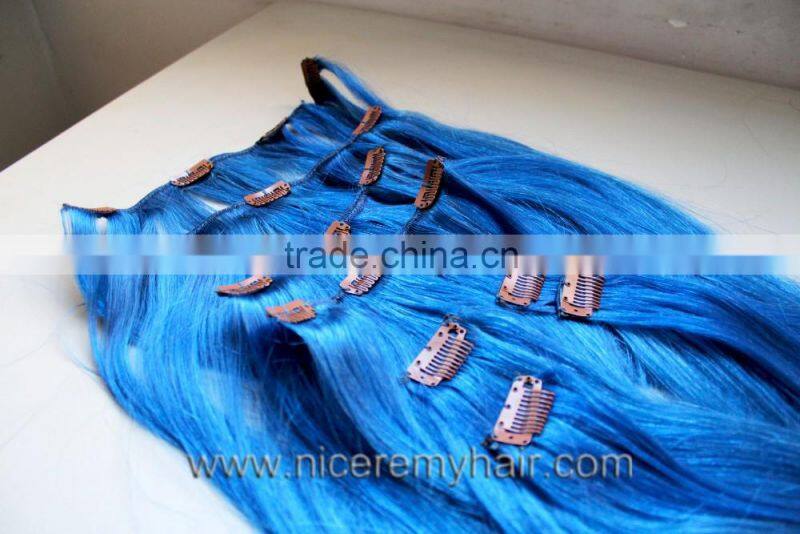 Wholesale top quality 100% human hair clip in hair extensions