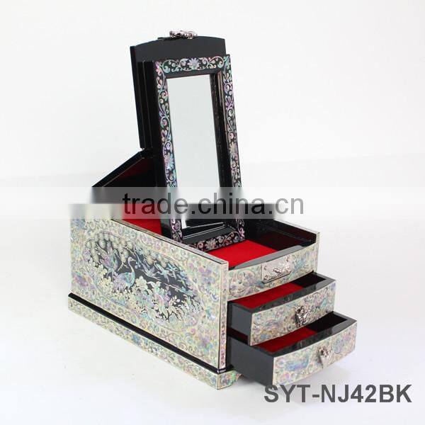 Top quality custom wooden jewelry box mirror stand