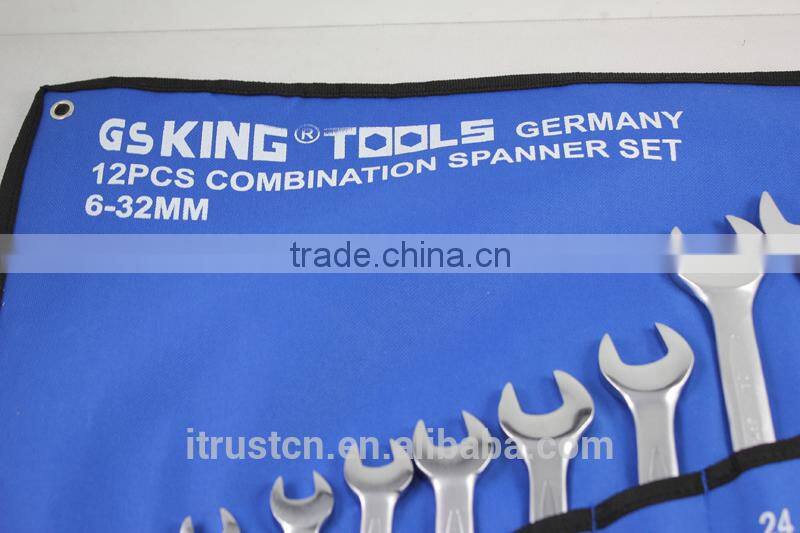 12 pcs spanner tools set Combination wrench with Canvas bag GS KING TOOLS