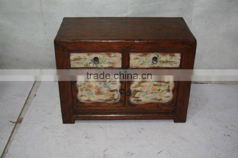 chinese antique two door two drawer small cabinet