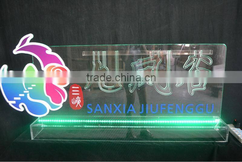 Customized acrylic led edge lit sign base,high quality ceremony supplies