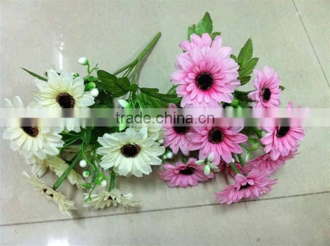 artificial silk single chrysanthemum flowers with leaves