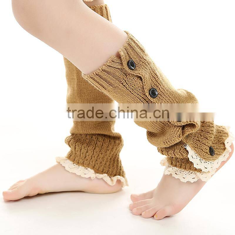children girls crochet kniting leg warmers with buttons