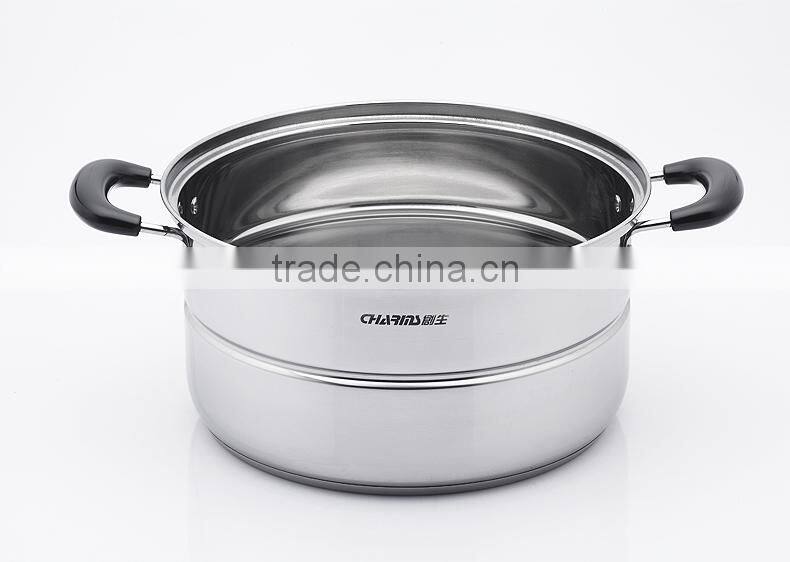Tri-tier stainless steel cookware pasta pot set with steamer