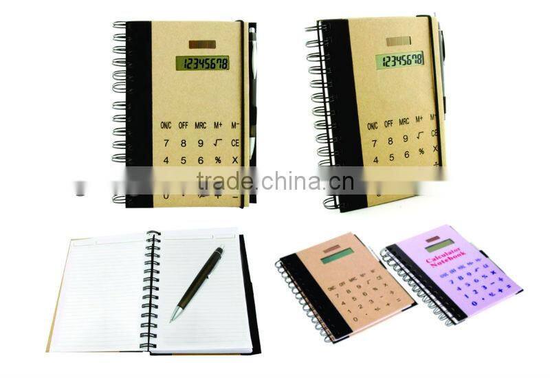 Multifunctional notebook calculator with pen